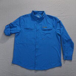 Cabelas Shirt Men Extra Large Blue Guidewear Fisherman Vented Ripstop Roll Tab